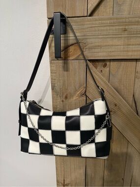 Black & White Checkered Shoulder Bag